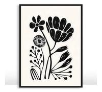 Moonow7 Poster mural floral bohème, impressions botaniques en noir et blanc, décoration d'intérieur moderne pour salon, chambre à coucher ou bureau, sans cadre, taille 20 x 25 cm