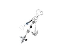 Moons Star Bat Crucifix Rose Porte-clés pour à main, Black