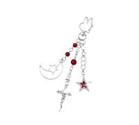 Moons Star Bat Crucifix Rose Porte-clés pour à main, Red