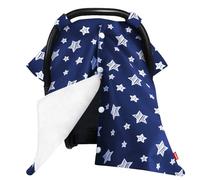 Moonsea Auvent de siège auto pour bébé - Pour filles ou garçons - Imprimé étoiles bleu marine - Avec dos en tissu minky doux - Pour mamans qui allaitent