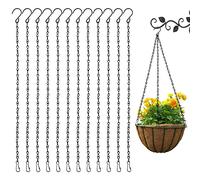 MoonSing Chaîne Suspendu avec Crochet, 12 Pcs Chaîne de Suspension Panier en Métal 50cm Plant Hanger Fleurs avec Crochet pour Mangeoires, Cage à Oiseaux, Billboard, Lanternes et Ornements