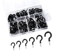 MoonSing Crochets à Visser en Vinyle, 70 pièces Crochets à Tasse Métal pour Plafond Mural Bois, Plastique Recouvert Crochets à Vis Pour Accrocher Tasses, Clés, Plante, Lumière (6 Tailles)