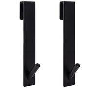 MoonSing Crochets de Porte de Douche, Crochets de Suspension pour Serviettes Sans Perçage, Accroche Serviette avec Couches en Mousse pour Porte de Salle de Bain en Verre Sans Cadre, Noir (2pcs)
