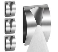 MoonSing Porte-Serviettes Cuisine Solide Adhésifs en Acier Inoxydable, Lot de 4 Patère Autocollant Salle de Bain, Crochet Mural sans perçage, Porte Torchon pour Salle de Bain,Cuisine et Maison