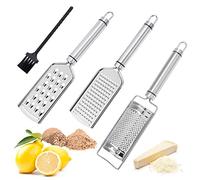 MoonSing Zesteur Râpe à Fromage Manuelle en Acier Inoxydable, 3Pcs Rappe A Fromage Râpe à Cuisine Parmesan pour Légumes Noix de Muscade Gingembre Chocolat
