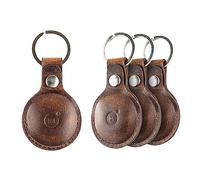 Moonster Porte-clés Air Tag Puce GPS en Cuir Véritable - Étui AirTag en Buffle Fleur avec Coutures Renforcées et Fermeture Solide - AirTag Porte-Clés en Cuir, 4 Pack