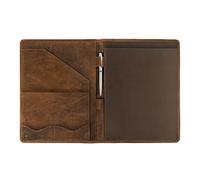 Moonster Porte-Documents A4 Professionnel en Cuir - Compartiments Documents CV Stylo de Luxe Élégant Agenda Folio pour Ecrire Bloc-Notes et Porte-Cartes - Cadeau Porte-Document Homme ou Femme