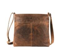 Moonster® Sac à Main Femme en Cuir Pleine Fleur Véritable - Moyen avec 3 Fermetures Zippées, 2 Poches sans Rabat, Sangle pour Clés Intérieure - Marron Foncé