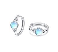 Moonstone Hoop Boucles d'oreilles Celtic Hoop Boucles d'oreilles Argent 925 Moonstone Hoop Boucles d'oreilles Celtic Hoop Boucles d'oreilles pour femmes filles enfants