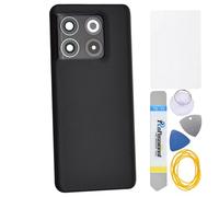 Moonstone Vitre Arrière Noir Remplacement pour OnePlus 10T avec Monture et Lentille de Caméra + Adhésif Prédécoupé