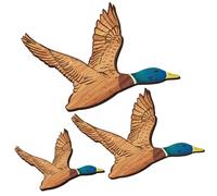 moonsun Canard colvert 3 tailles Art mural canards en bois décoration murale rustique oiseaux volants décoration murale en bois sculpté pour