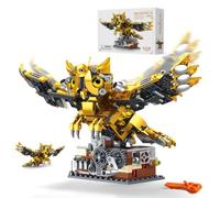 MOONTOY Chouette Mécanique Kit Construction, Ailes à Engrenages Garçon 8+ | Chouette Dorée Interactive Jeux de Construction, 612 Pièces Oiseau Mobile, Cadeau Déco Maison pour Adolescents & Adultes