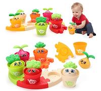 MOONTOY Jeux Montessori 1 an, Ensemble de 18 Pots de Fleurs et de Puzzles, Comptage, Assortiment, Tri des Couleurs et Jouets à Empiler Jouets Éducatifs Cadeaux pour Garçons Filles 1 2 3 Ans