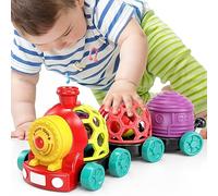 MOONTOY Jouet Pour Bébé de 6 à 9 Mois, Jouet Enfant Jouet Hochet Bébé Pour Garçon de 6 à 12 Mois, Jouet Bébé Train avec Hochet et Musique, Cadeau Interactif Pour Fille de 1 2 Ans