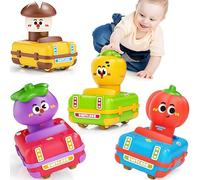 MOONTOY Petite Voiture Enfant 1 2 3 Ans, Lot 4 Jouets Bébé 1 an, Voiture Friction 18 Mois, Jouet 18 Mois, Petites Voitures 2 Ans, Cadeau Bébé, Press & Go