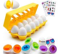 MOONTOY Œufs Assortis Oeuf de 12pcs d'œufs en Couleur et Forme Reconnaissance pour Bébé 1 2 3 Ans Puzzle Jouet Cadeaux de Pâques Cadeaux d'anniversaire 12 18 Mois Jouets d'oeufs de Pâques