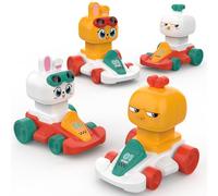 MOONTOY Voitures Jouet Lapin de Pâques pour Bébé 1 an, Set de 4 Voitures Lapin et Poussin Push & Go, Voitures à Friction pour Bébé 6 9 12 18 Mois, Easter Basket Stuffers, Cadeau Anniversaire 1 an