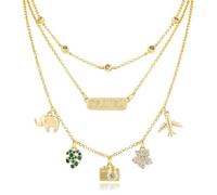 MOONWALTZ Collier ras du cou multicouche doré pour femme avec pendentif à thème mignon réglable Y2K - Motif fruits sucrés - Pour l'été, la plage, les fêtes, Laiton, Pas de gemme