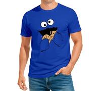 MoonWorks T-shirt pour homme avec motif de monstre ramasse-miettes Biscuit Cookie Monster Costume de carnaval, Monstre ramasse-miettes bleu, XL