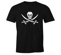MoonWorks® T-shirt pour homme Motif tête de mort pirate Noir - Noir - X-Large