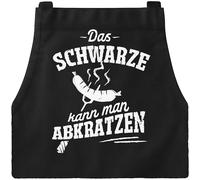 MoonWorks® Tablier de barbecue pour homme avec inscription « Das Schwarz kann man abkratzen » - Inscription amusante - Tablier de cuisine en coton - Noir uni