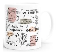 Moonworks® Tasse à café motivation affirmation dictons cadeaux de motivation drôles collègues Mutmacher Daily Reminders Blanc standard