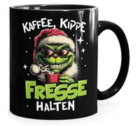 MoonWorks® Tasse de Noël tombant du Grinch - Idée cadeau - Tasse à café avec impression amusante - Noir standard
