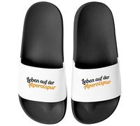 MoonWorks® Tongs de bain pour femme avec inscription humoristique en allemand « Leben auf der Aperol Spitz » imprimé, Piste Aperol noir et blanc, 39 EU