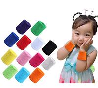 MoonyLI 12 Pcs Bracelets De Sport Poignet Bandeaux De Sueur Enfants Bandes De Sweat De Sport Coloré Bracelets De Sport en Coton SWE Élastique Éponge Bracelets (Femmes Hommes Enfant) 6 Couleurs