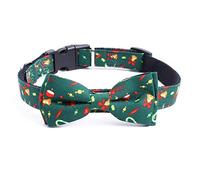MoonyLI Collier de Chien de Noël et Noeud Papillon Collier de Chien de Jour de Noël avec Boucle de dégagement de lumière Colliers réglables pour Animaux de Compagnie Motif de Noël Classique