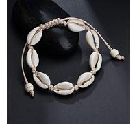 MoonyLI Coquille Bracelet de Cheville Naturel Cowrie Perles À La Main Hawaïen Plage Pied Bijoux Réglable Filles Dames Bracelet Bracelet de Cheville 1 pc
