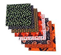 MoonyLI Halloween coton tissu Bundle Patchwork 50 * 50cm Halloween gros quartier Bundle bricolage Scrapbook artisanat tissu Halloween citrouille crâne chauve-souris motif vacances fanion tissu