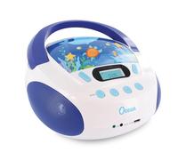 MOOOV 477170 Lecteur CD Enfant Ocean MP3 et Port USB - AUX-in - Prise Casque - Poste Portable avec Poignée de Transport - Alimentation Secteur ou Piles - Bleu et Blanc