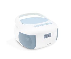 MOOOV 477187 Lecteur CD Radio FM Portable Bluetooth - Poste Boombox Stéréo MP3 Entrée USB, AUX-in, Micro-SD, Prise Casque, Ecran LCD - Alimentation Secteur ou Pile - Bleu
