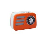 Mooov 477241 Radio Vintage FM Bluetooth Portable avec Alimentation Batterie Rechargeable ou Secteur - Poste Design Retro Lecteur USB, Carte microSD - Orange