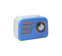 Mooov 477242 Radio Vintage FM Bluetooth Portable avec Alimentation Batterie Rechargeable ou Secteur - Poste Design Retro Lecteur USB, Carte microSD - Bleu