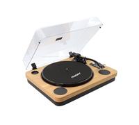 MOOOV 477361 Platine Vinyle Bluetooth avec Couvercle de Protection, Haut-parleurs Intégrés, Tourne Disque avec Enregistrement USB, Compatible 33/45/78 Tours, Sortie RCA, Effet Bois