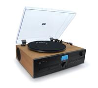 Mooov 477365 Micro-chaîne HiFi, Lecteur CD Radio, Platine Vinyle 33, 45, 78 Tours Stéréo Bluetooth - Haut-Parleur Intégrés - Bois
