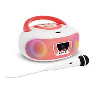 MOOOV 477409 Lecteur CD Radio FM Karaoké Bluetooth Enfant avec Micro, Effets Lumineux, Poste Portable avec Poignée, Secteur ou