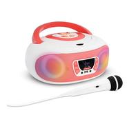 Mooov 477409 Lecteur CD Kino karaoké avec micro, effets lumineux et radio FM - Blanc & Rose
