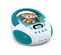 MOOOV 477414 Lecteur CD Enfant Panda Roux MP3 et Port USB - AUX-in - Prise Casque - Poste Portable avec Poignée de Transport - Alimentation Secteur ou Piles - Vert et Blanc