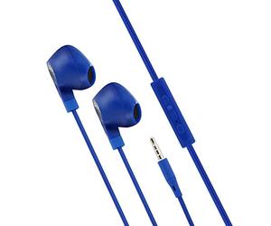 mooov 493160 Ecouteurs Intra-Auriculaires avec Micro intégré- Prise Jack, Fil 1,2M de Long - Commande Prise Appel et Volume Réglable Musique - Bleu