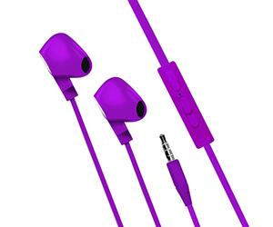 mooov 493161 Ecouteurs Intra-Auriculaires avec Micro intégré- Prise Jack, Fil 1,2M de Long - Commande Prise Appel et Volume Réglable Musique - Violet