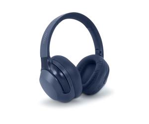 mooov 618322 Casque Bluetooth sans Fil ANC à réduction de Bruit Active Plaible - Micro intégré pour Appel - Rechargeable avec 30H d'Autonimie - Effet Audio Spatial et Réglages sur Casque - Bleu