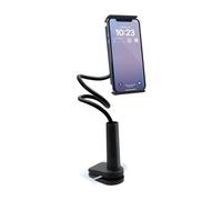 mooov 639321 Support de téléphone et Tablette pour Bureau, lit avec Bras Flexible articulé - Pince Réglable - Compatible Smartphone de 5 à 13 Pouces - Noir