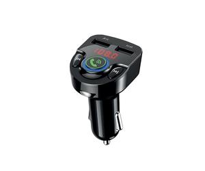 MOOOV 730390 Transmetteur Radio FM Bluetooth Voiture sur Prise Allume Cigare - Chargeur 2 USB-A 2,4A et Appel Main Libre- Musique de Votre Téléphone ou Via Clé USB - Noir