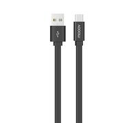 mooov 732057 Câble USB-A/USB-C Plat Data et Charge Noir 1 M