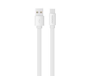 MOOOV 732059 Câble USB-A/USB-C Plat Data et Charge Blanc 2 M