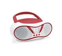 MOOOV Lecteur CD Cherry, Radio FM, Stéréo 6W, Portable avec Poignée de Transport Rouge et Blanc 477411