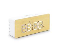 mooov Modèle Bamboo-LED, Réveil en Bambou, Affichage Date Température et Humidité, Mode Nuit avec Luminosité Ajustable, Fonction Snooze, Économie d'Énergie Automatique, Alarme Semaine - 477316